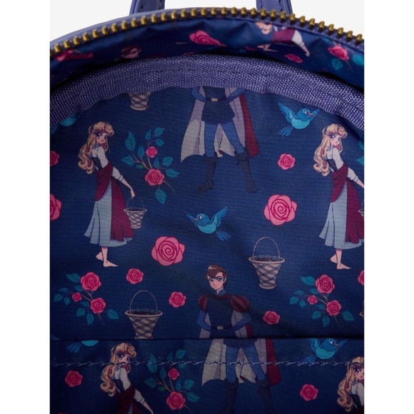 NEW! Disney Sleeping Beauty Princess Aurora & Prince‎ Phillip Floral Backpack main image 4